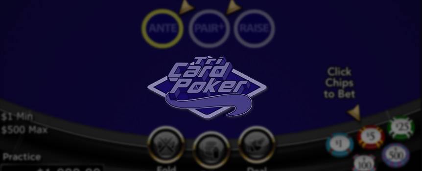 Three's company, but that's a good thing in Tri-Card Poker. This game is as easy to play as it is fun. All you have to do is place your wager, click the Deal button and check your hand. If you like what you see, you have the option to Raise and if your cards don't tickle your fancy, you have the option to Fold.